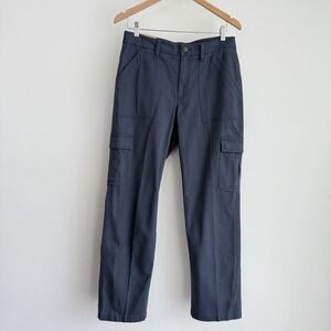 LL Bean Pants Womens 10R Blue Cargo Comfort Stretch Straight Leg Mid Rise Hiking